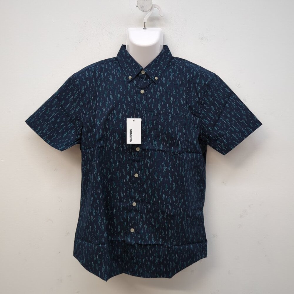 Sonoma Goods For Life Short Sleeve Men's Shirt Medium Navy Blue